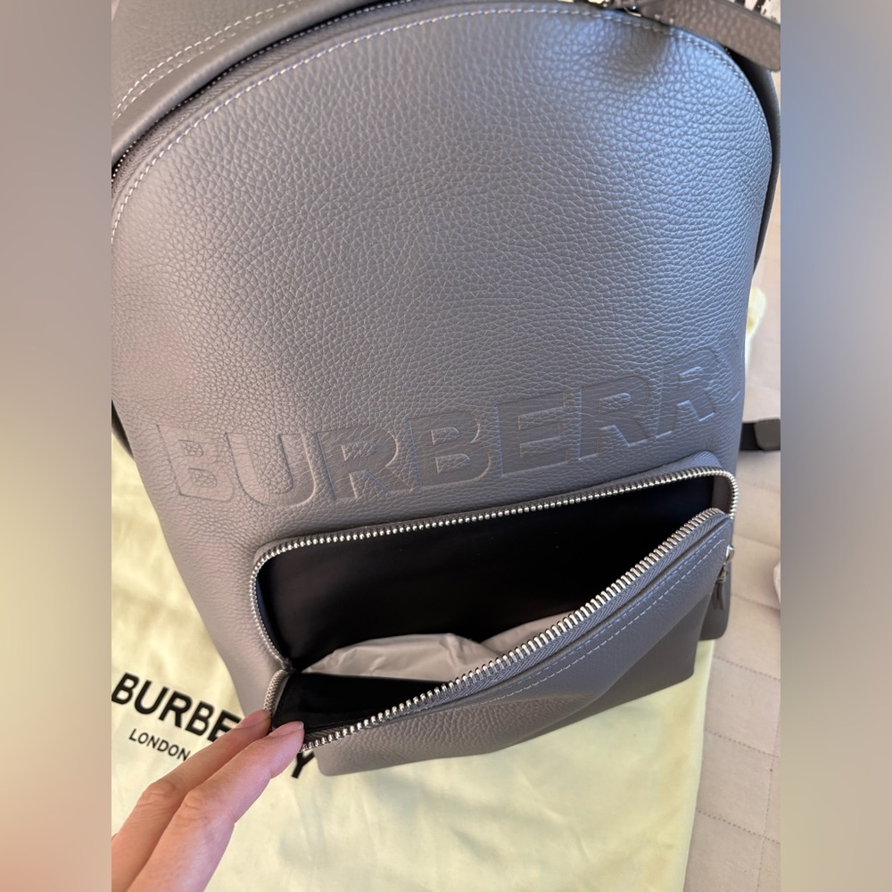 Burberry Charcoal Gray Minimalist Backpack with Embossed Branding - Abbeydale - Picture 10 of 11